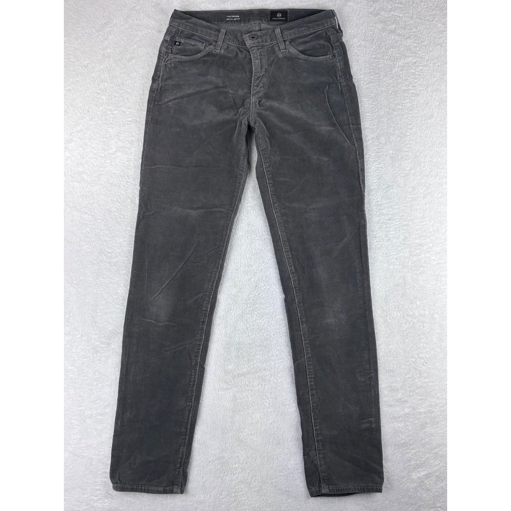 AG Adriano Goldschmied Corduroy Pants The Prima Mid-Rise Cigarette‎ Gray 27R